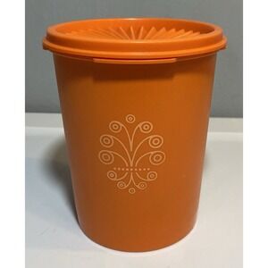 1 Vintage Orange TUPPERWARE Canister #811-13 With Lid, 6 1/4" Tall